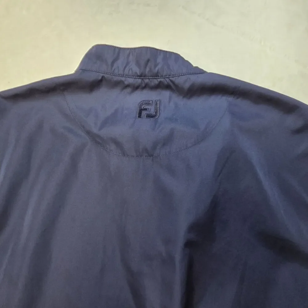 FJ Foot Joy Blue Pullover Nylon Vest Men's Med Snap Button, Wind & Rain